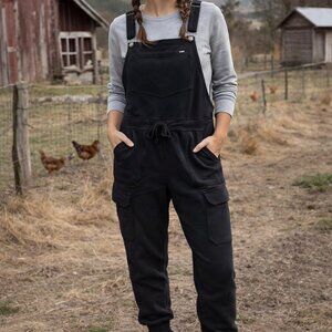 SOLD - Duluth Trading Overalls  M Souped Up Sweats Cargo Pocket Knit Bib Jogger